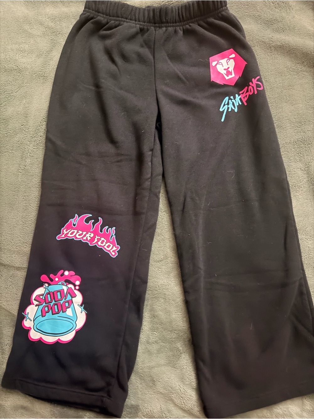 Kpop demon hunter saja boys Sweatpants with Pink & Blue Graphic Prints XS